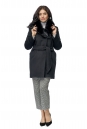 Женское пальто из текстиля с воротником, отделка песец 8001124