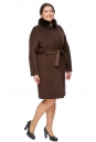 Женское пальто из текстиля с воротником, отделка песец 8001772-2