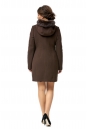 Женское пальто из текстиля с капюшоном, отделка песец 8002191-3