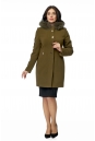 Женское пальто из текстиля с капюшоном, отделка песец 8002806-2