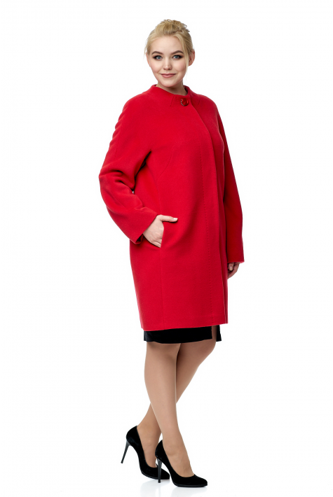 Женское пальто из текстиля без воротника 8002922