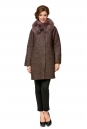 Женское пальто из текстиля с воротником, отделка песец 8003162