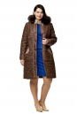 Женское пальто из текстиля с капюшоном, отделка песец 8009971-2