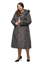 Женское пальто из текстиля с капюшоном, отделка песец 8009994