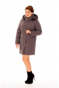 Куртка женская из текстиля с капюшоном, отделка песец 8010011