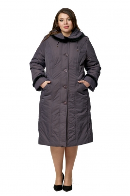 Весеннее женское пальто из текстиля с капюшоном, отделка норка