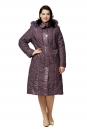Женское пальто из текстиля с капюшоном, отделка песец 8010208