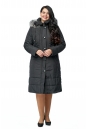 Женское пальто из текстиля с капюшоном, отделка песец 8010605-2