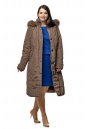 Женское пальто из текстиля с капюшоном, отделка песец 8010642
