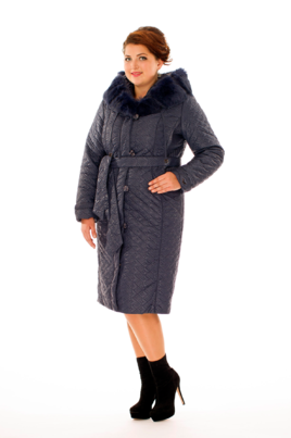 Осеннее женское пальто из текстиля с капюшоном, отделка кролик