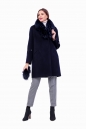 Женское пальто из текстиля с воротником, отделка енот 8011722-3