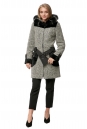 Женское пальто из текстиля с капюшоном, отделка песец 8012233