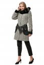 Женское пальто из текстиля с капюшоном, отделка песец 8012233-2