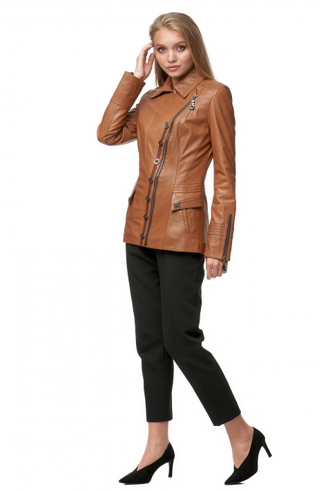 Женская кожаная куртка из натуральной кожи с воротником 8012266