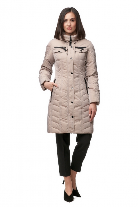 Женское пальто из текстиля с капюшоном 8012378