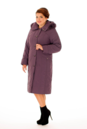 Женское пальто из текстиля с капюшоном, отделка песец 8012634