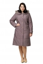 Женское пальто из текстиля с капюшоном, отделка песец 8012652