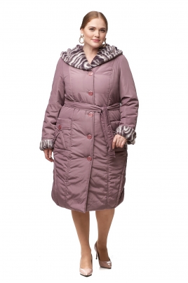 Длинное женское пальто из текстиля с капюшоном, отделка искусственный мех
