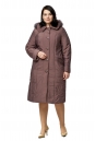 Женское пальто из текстиля с капюшоном, отделка песец 8015941