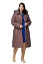 Женское пальто из текстиля с капюшоном, отделка песец 8015941-2