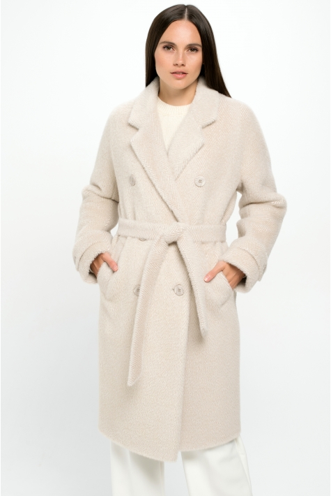 Женское пальто из текстиля с воротником 8022131