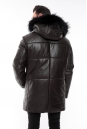 Мужская кожаная куртка из натуральной кожи на меху с капюшоном, отделка енот 8022307-4