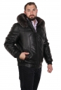Мужская кожаная куртка из натуральной кожи с капюшоном, отделка блюфрост 8022334-3