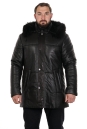 Мужская кожаная куртка из натуральной кожи на меху с капюшоном, отделка енот 8022379-2