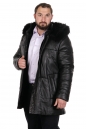 Мужская кожаная куртка из натуральной кожи на меху с капюшоном, отделка енот 8022379-6