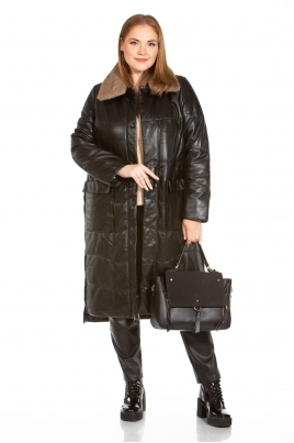 Женское кожаное пальто из натуральной кожи с воротником, отделка норка
