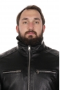 Мужская кожаная куртка из эко-кожи с воротником, отделка искусственный мех 8022583-2