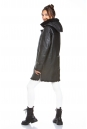 Женская кожаная куртка из эко-кожи с капюшоном, отделка искусственный мех 8022586-3