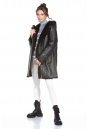 Женская кожаная куртка из эко-кожи с капюшоном, отделка искусственный мех 8022586-4
