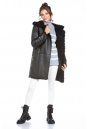 Женская кожаная куртка из эко-кожи с капюшоном, отделка искусственный мех 8022586-5