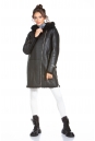 Женская кожаная куртка из эко-кожи с капюшоном, отделка искусственный мех 8022586-10