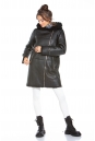 Женская кожаная куртка из эко-кожи с капюшоном, отделка искусственный мех 8022586-11