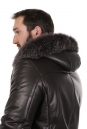 Мужская кожаная куртка из натуральной кожи с капюшоном, отделка блюфрост 8022692-12