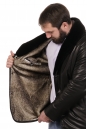 Мужская кожаная куртка из натуральной кожи на меху с воротником, отделка норка 8022758-13