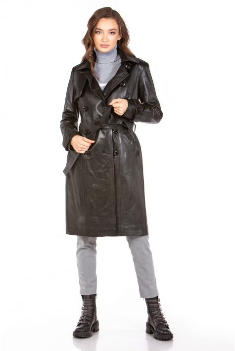 Женское кожаное пальто из натуральной кожи с воротником 8023130