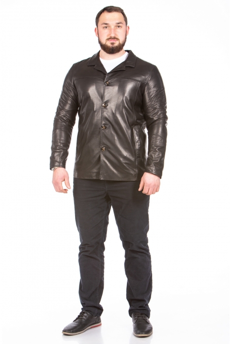 Мужская кожаная куртка из натуральной кожи с воротником 8023631