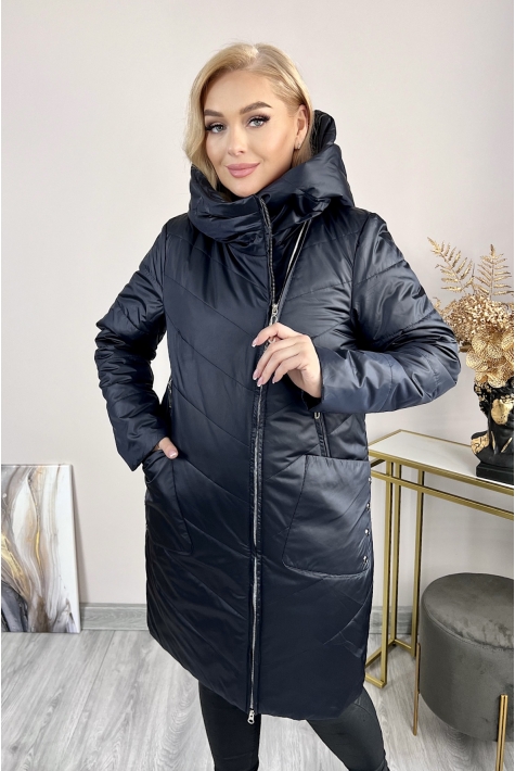 Женское пальто из текстиля с капюшоном 8024032
