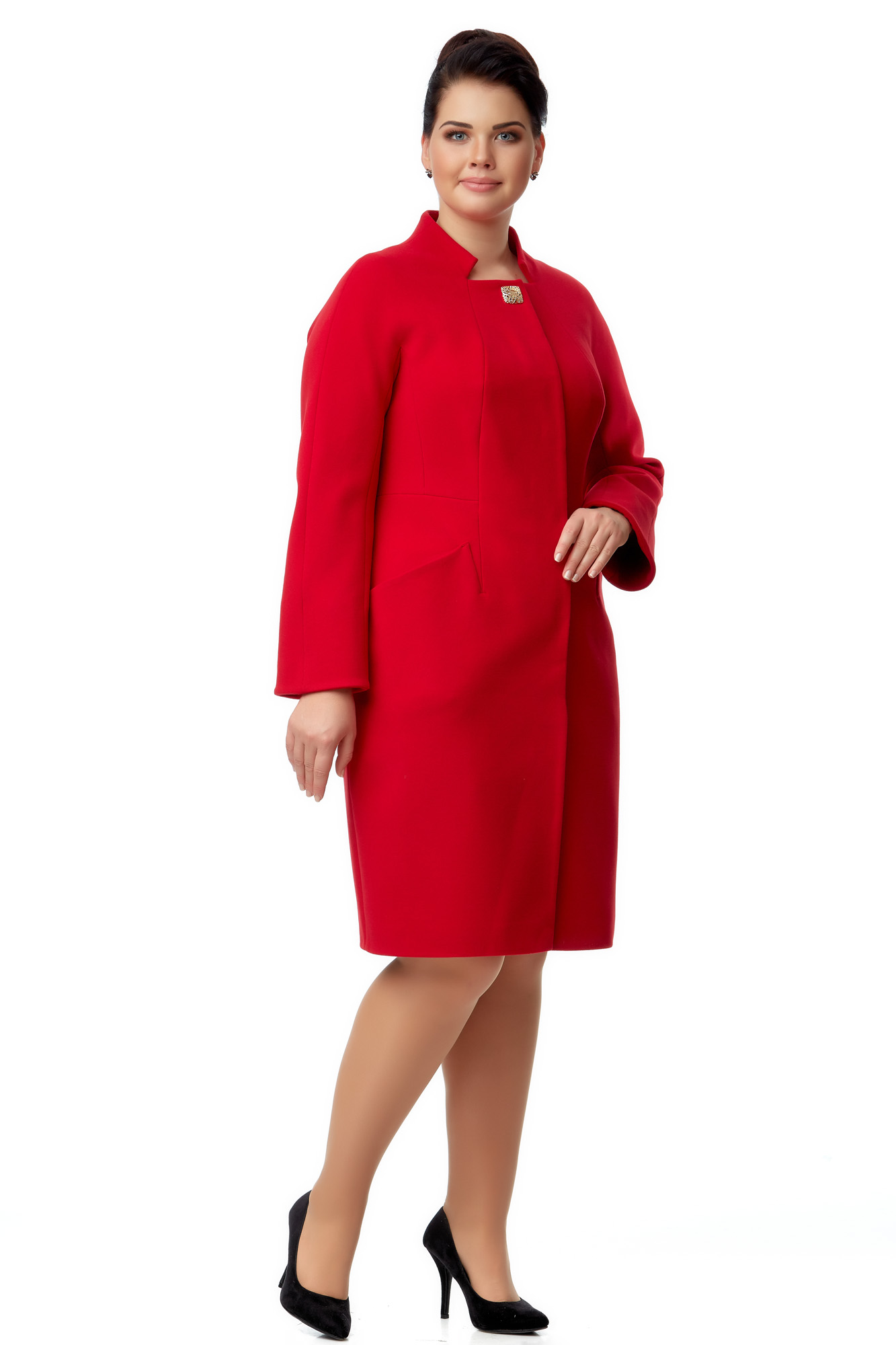 Женское пальто из текстиля с воротником 8000934-2