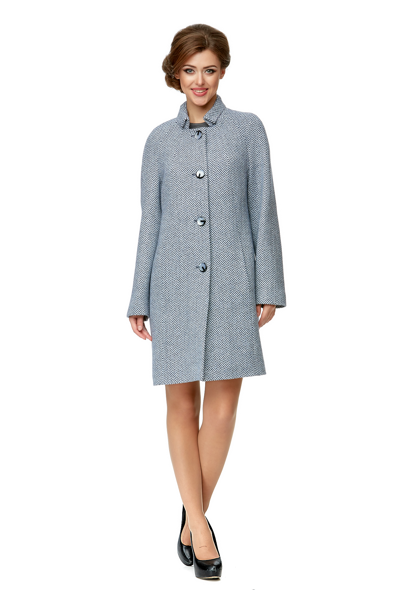 Женское пальто из текстиля с воротником 8000960-2