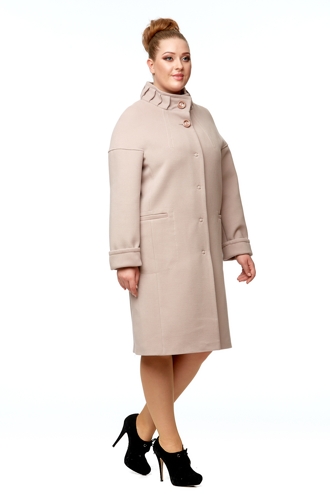 Женское пальто из текстиля с воротником 8000962-2