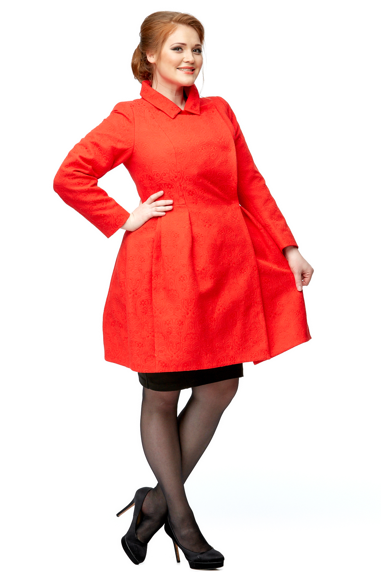 Женское пальто из текстиля с воротником 8001804-2