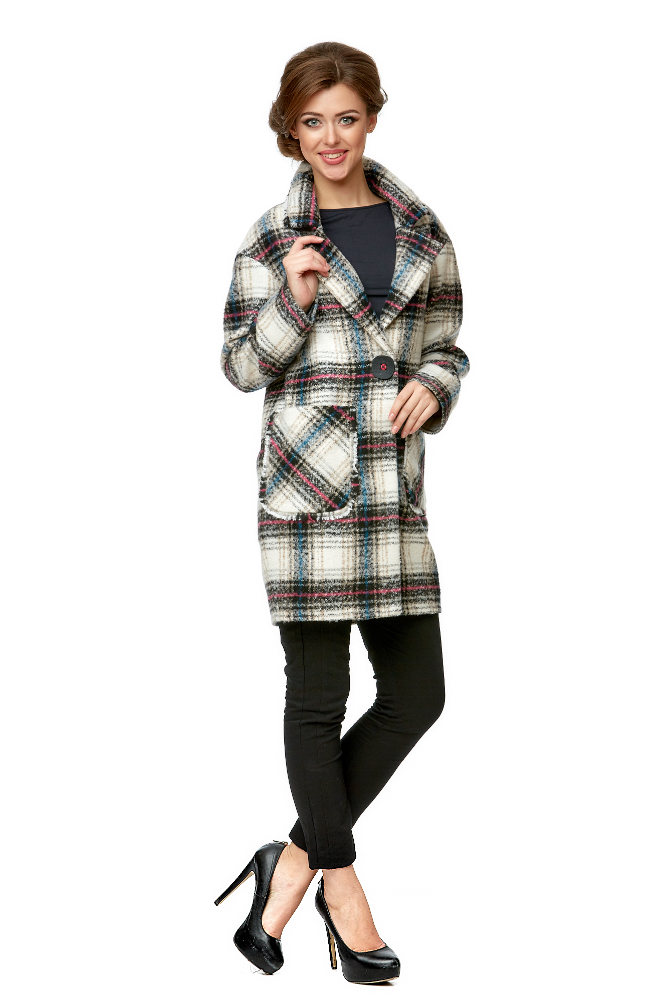 Женское пальто из текстиля с воротником 8002049-2