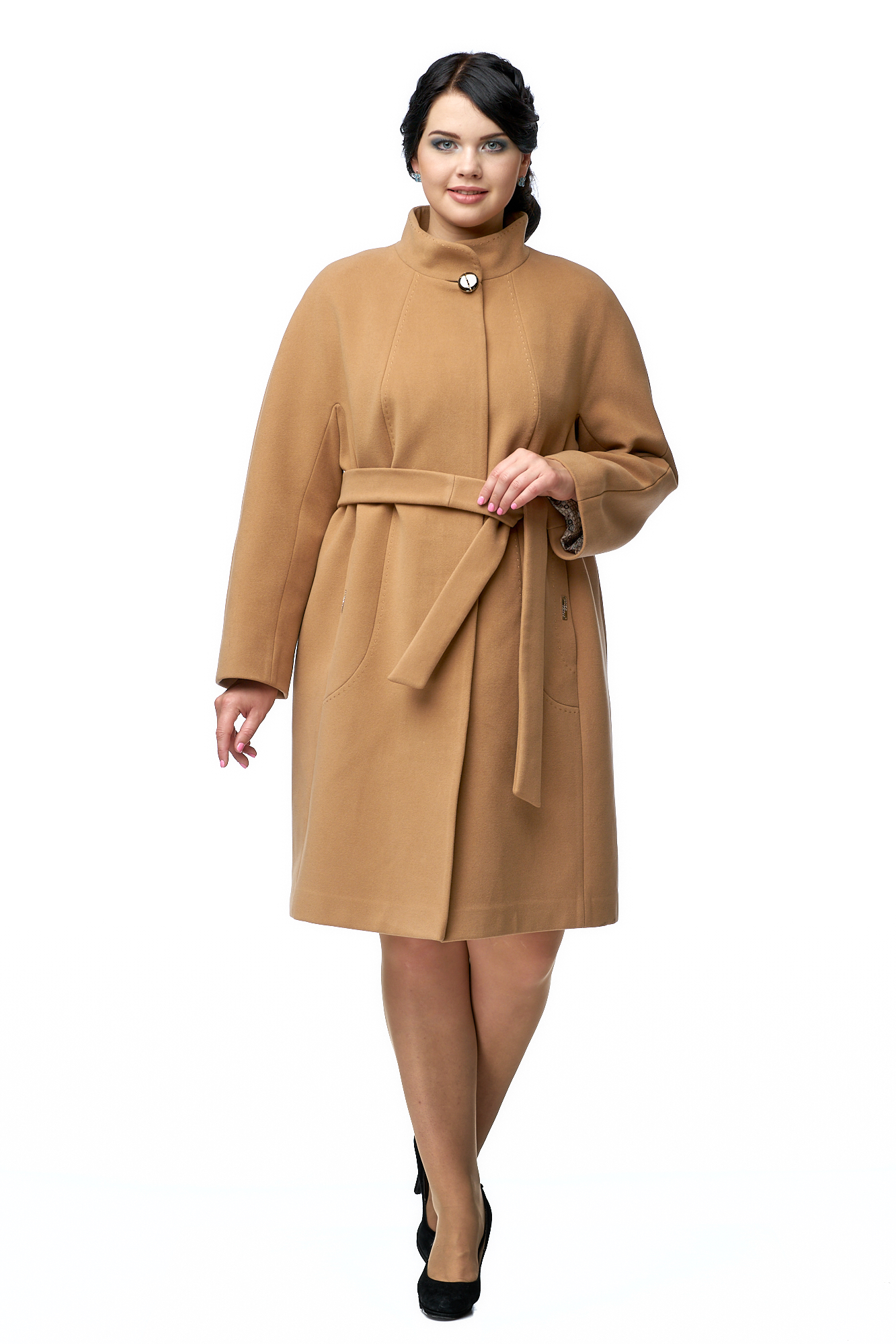 Женское пальто из текстиля с воротником 8002263-2