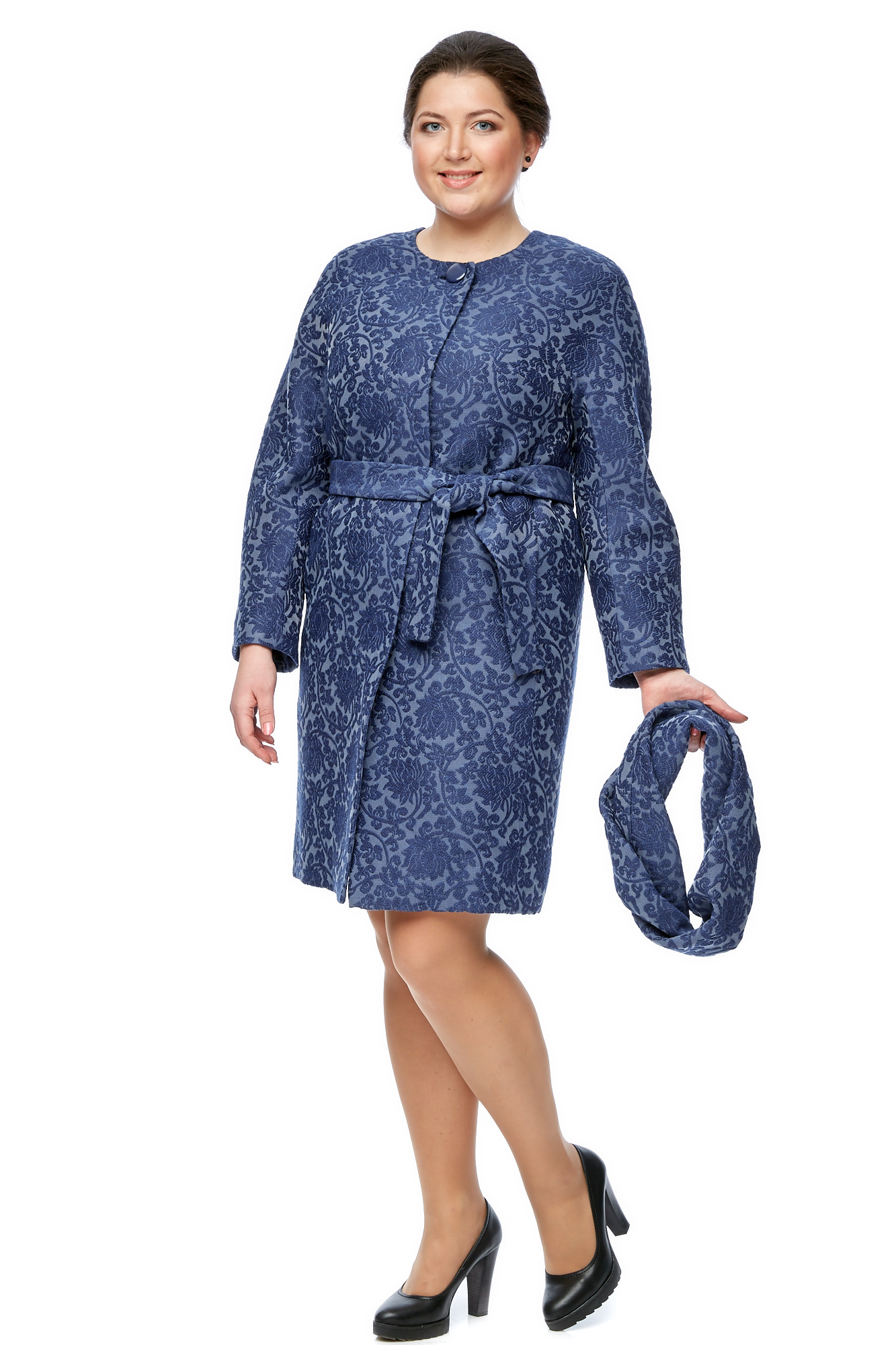 Женское пальто из текстиля без воротника 8002390-2