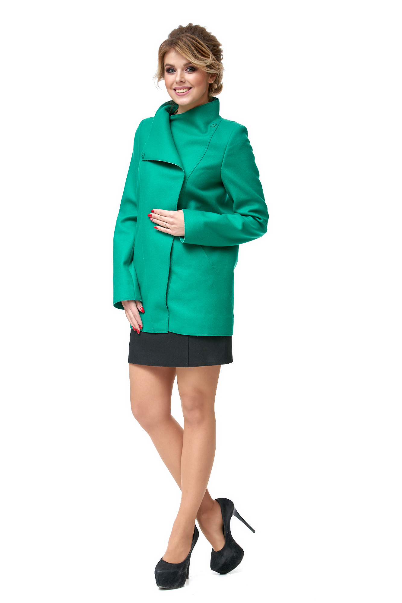 Женское пальто из текстиля с воротником 8002635-2