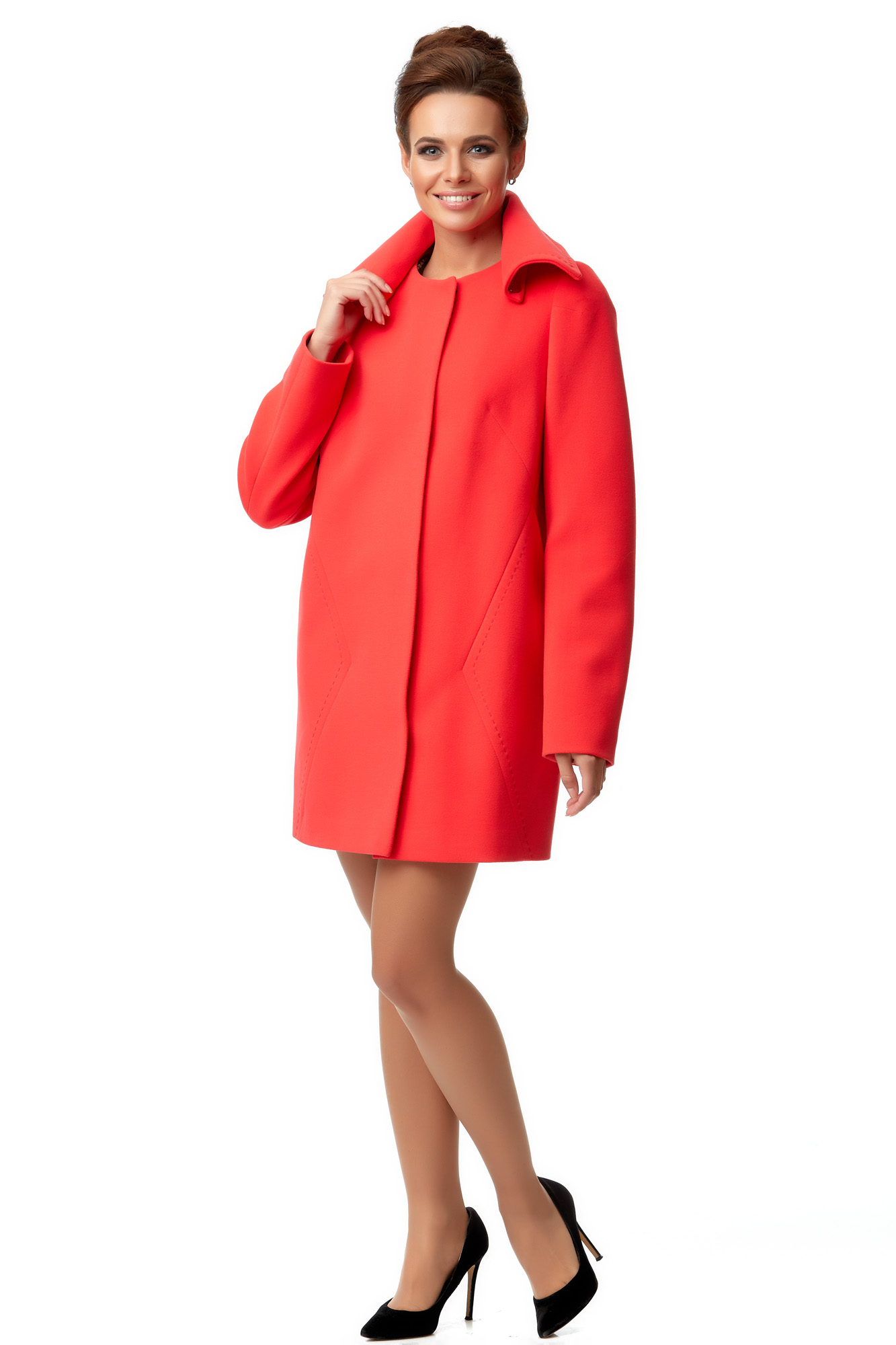 Женское пальто из текстиля с воротником 8003151-2